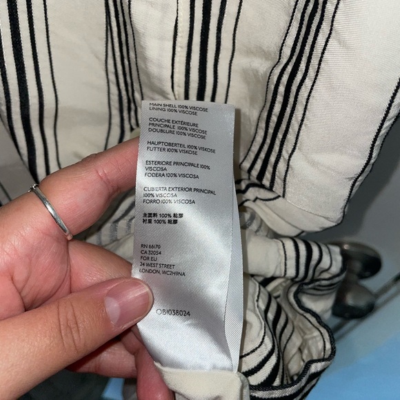 Anthropologie Maeve Esther Ivory Black Stripped Sleeveless Shirt Dress Size 2 - Picture 9 of 9